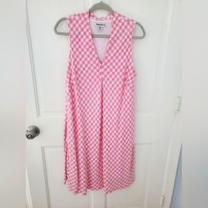 Tommy Bahama Pink Gingham V-Neck Sleeveless Dress Size Medium
